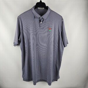 Peter Millar Shirt Men XXL Gray White Featherweight Striped Golf Polo Chest Logo